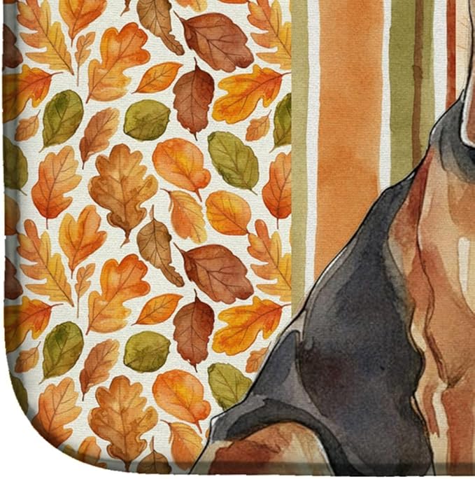 Caroline's Treasures Liver and Tan Bloodhound Heirloom Fall Dish Drying Mat Absorbent Dish Drying Mat Pad for Kitchen Counter Dish Drainer Mat for Countertop, 14 x 21", Multicolor