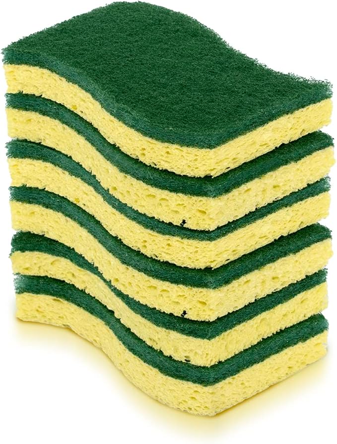Pine-Sol Heavy Duty Scrub Sponges - Double Sided Dish Scrubber with Scouring Pad - Kitchen Essentials for Dishwashing and Cleaning Supplies, 6 Pack