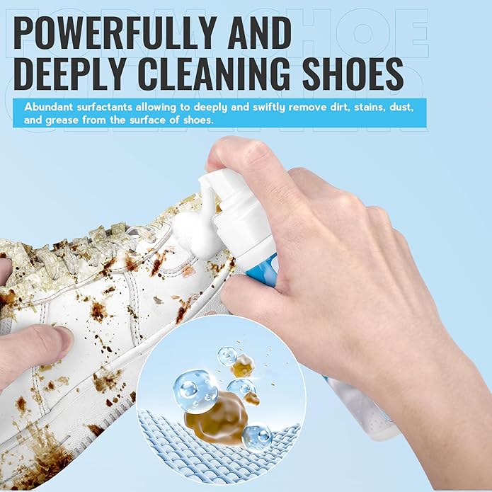 LANBEIDE Shoe Cleaner Kit - 3 x 6.76oz Sneaker Cleaners with Brushes & Towels, Suitable for Leather, Suede, Canvas, PU, Fabric, Boots