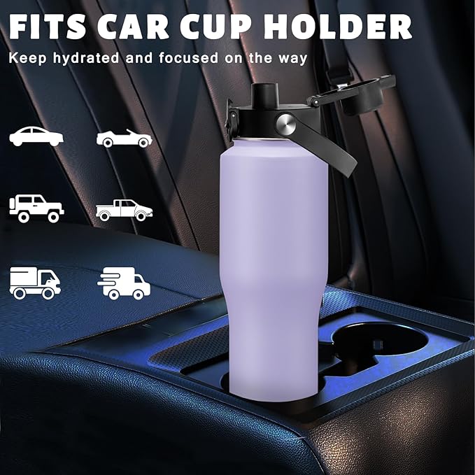 40 oz Water Bottle with Straw - Stainless Steel Insulated Water Bottle w/Survival Paracord Handle & Carrier Bag, Keep Cold-48H & Hot-24H, Thermo Coffee Cups Fits in Car Cup Holder