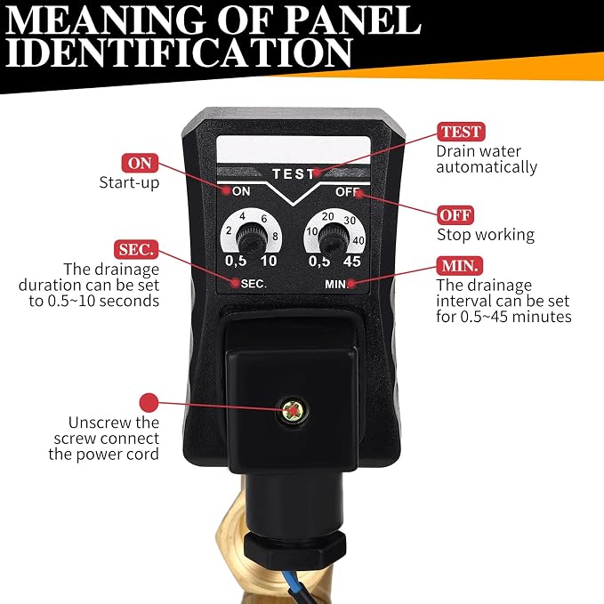 Bonuci 2 Sets Electronic Drain Valve Kit Automatic, 110V Timed Tank Drain Water Valve for Air Compressed