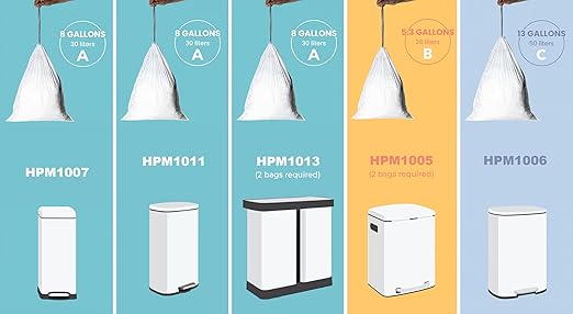 happimess 8 Gallon (30L) Drawstring Trash Bags, Unscented, White, Heavy Duty LDPE Liners for Kitchen and Household, Custom Fit 100 Count (5 Packs of 20 Liners) HPM3000A-W-5SET