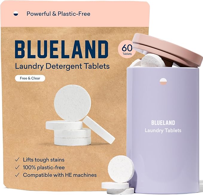 BLUELAND Dishwasher & Laundry Detergent & Toilet Cleaner Tablet Trio | Dishwasher Detergent Tablet | Laundry Detergent Tablet | Toilet Bowl Cleaner Starter Set | Natural, Sustainable, Eco-Friendly