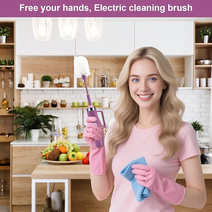 5-in-1 Long Handle Electric Bottle Brush Cleaner and Straw Cleaning Brush with Removable Brush Head, Multi-Function Rechargeable,for Stanley Cups, Baby Bottles, Pacifiers, Coffee Cups, Sports Bottles