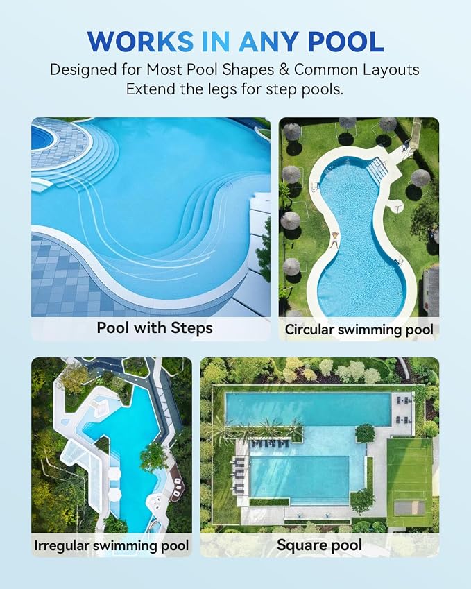 24/7 Solar Powered Pool Skimmer Robot with APP Support, Automatic Electric Floating Surface Cleaner for Above Ground & Inground Pools, Auto Robotic Pool Skimmer Bluetooth Control（Blue）