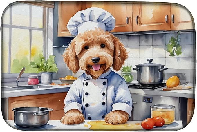 Caroline's Treasures DAC6258DDM Goldendoodle The Chef Dish Drying Mat Absorbent Dish Drying Mat Pad for Kitchen Counter Dish Drainer Mat for Countertop, 14 x 21", Multicolor