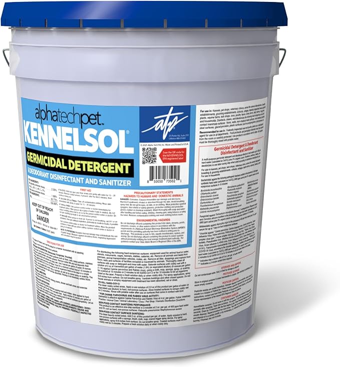 KennelSol Dog Crate Cleaner & Disinfectant for Kennels, Cages, Floors, Litter Boxes & Hard Surfaces | EPA-Registered, Kills Bacteria & Viruses, Parvo Disinfectant | 640 Fl Oz