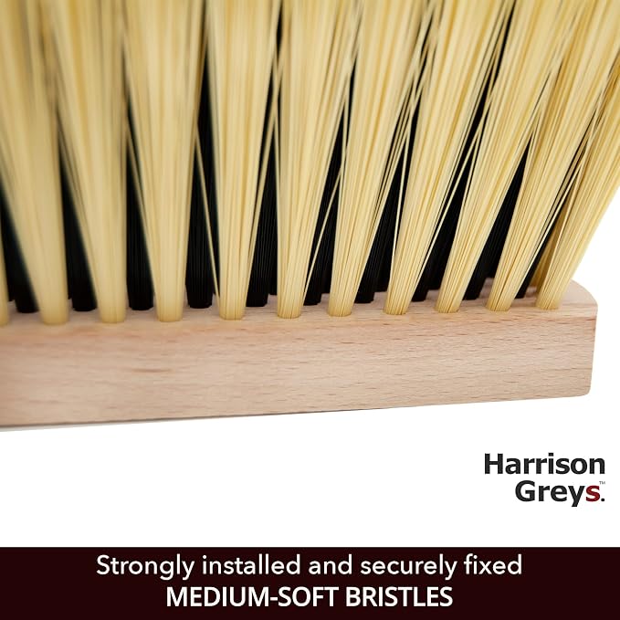 Set of 14.2" & 11.2" Medium-Soft + 14.2" & 11.2" Soft Bristles Hand Brooms, Wooden Handles - Ideal for Professional and Domestic Use, Dusting, Sweeping, and Shop Cleaning
