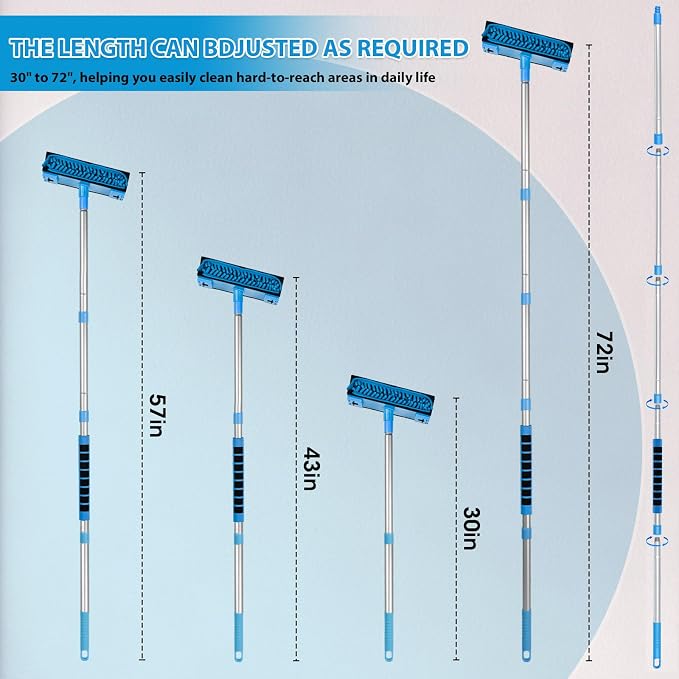 Updated Ceiling Fan Cleaner Duster with 6Ft/72in Extension Aluminum Handle | Reusable Microfiber Duster, Chenille Fan Blade Cleaner Removable Dusters for Cleaning Walls Floor, Baseboard, Cobweb