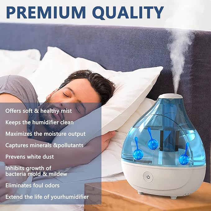 Humidifier Cleaner Ball, 20 Pack, Silver Ion Humidifier Tank Cleaner, Prevents Hard Water Build-up & Mold, Long-Lasting Water Purifier for All-Season Use, Fits Most Humidifiers, Fish Tanks & Vases