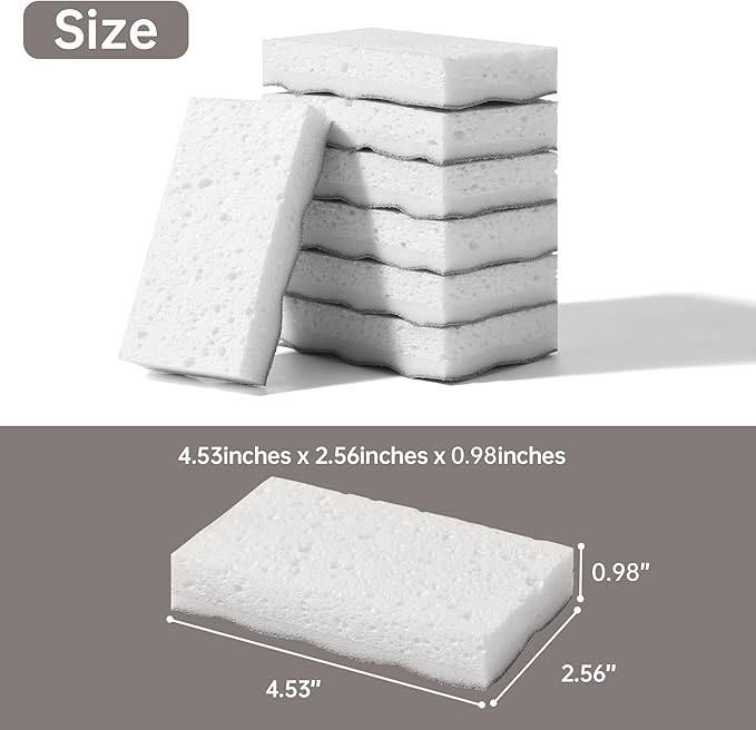 JOYMOOP Textured Clean Sponges, Dual-Sided Non-Scratch Soft Scrub Dish Sponge, Safe for Non-Stick Cookware, Kitchen and Household Cleaning, 24 Pack [Grey & White]