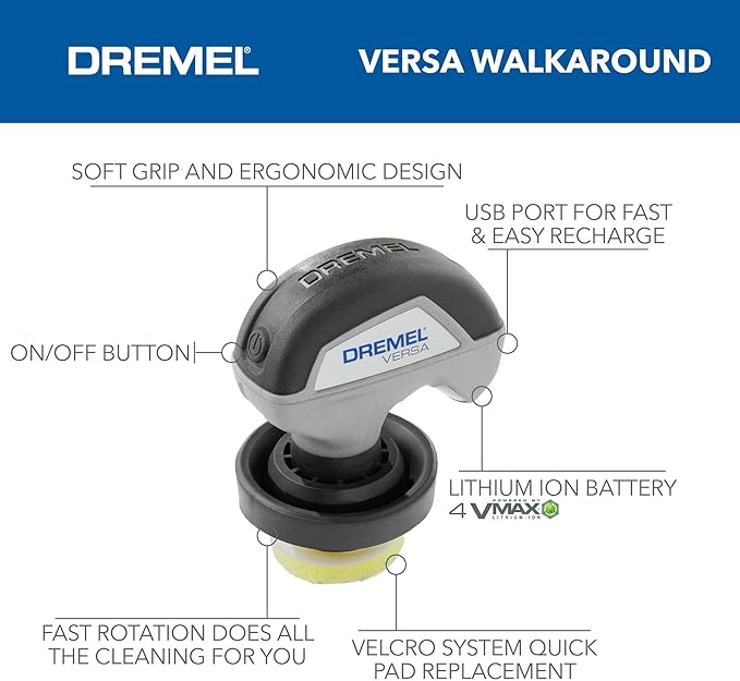 Dremel Versa Power Scrubber Kit with 5 Scrub Daddy Cleaning Sponge Pads PC10-07 + Additional 5-Pack of Versa Scrub Daddy Cleaning Sponge Pads, PC360-5
