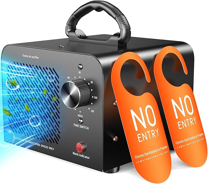 Ozone Generator 48,000mg, Commercial Ozone Machine Odor Removal, High Capacity O3 Ionizer Air Purifier Deodorizer, Portable Mini for Car, Home, Smoke, Pets, Industrial, for 4000 Square Feet -Black