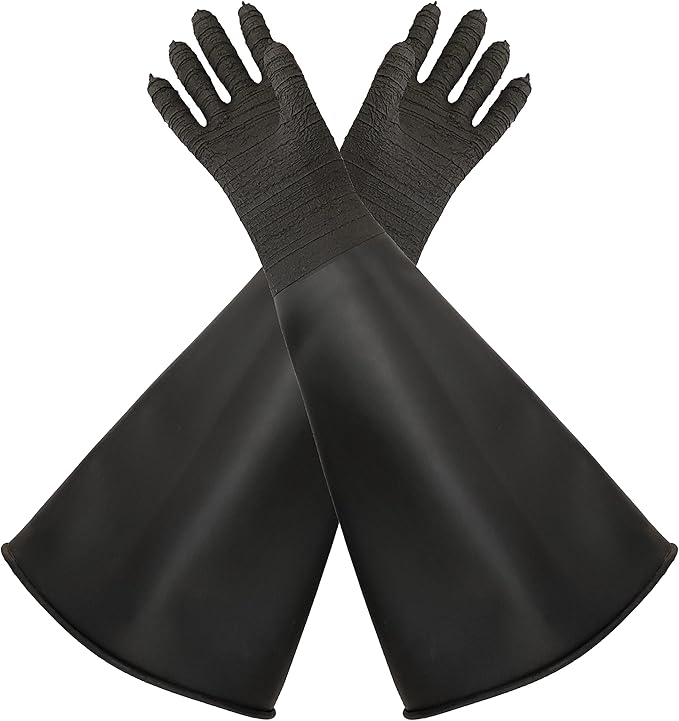 Heavy Duty Sandblasting Gloves 24.8" Rubber Gloves for Sandblaster Protective Safety Work Black Striped Glove
