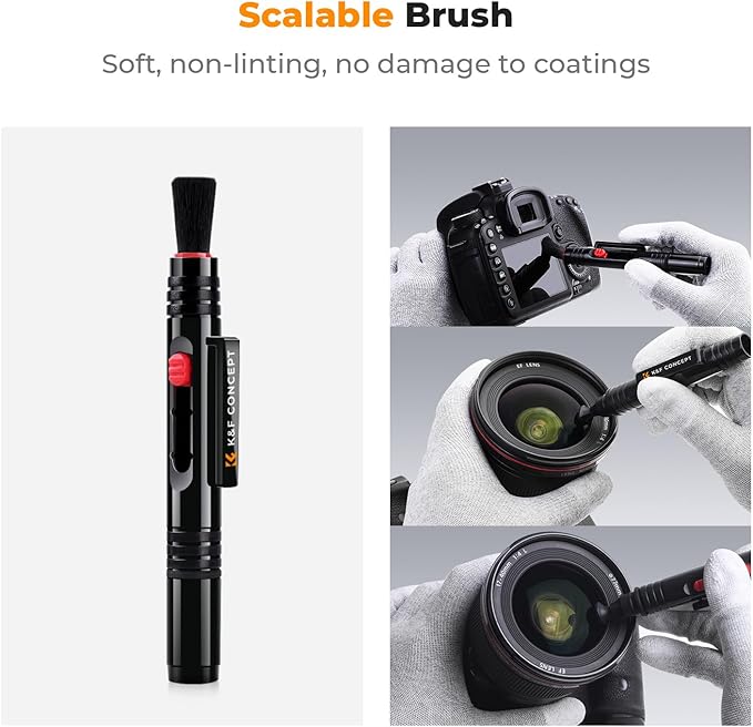 K&F CONCEPT Professional Lens Cleaning Pen*3 with Soft Brush, Carbon Head Lens Cleaning Pen Compatible with Canon, Nikon, Pentax, Sony Digital Camera Cleaning,AR VR Glasses Cleaning