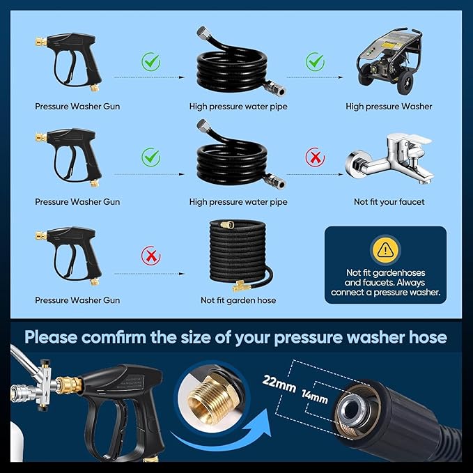 Saker Foam Cannon for Pressure Washer Kit with Quick Connect 3/8 Inch,Pressure Washer Gun for Car Washing and Cleaning,with 5 Power Washer Sprayer Nozzles