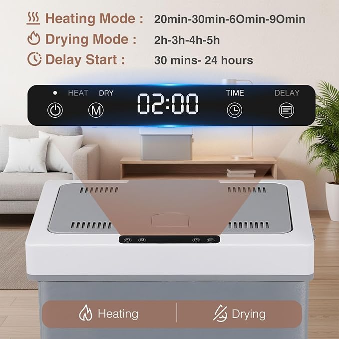 IPOW Foldable Towel Warmer 35L Large Quick Heating Hot Warming Tub Fits Up to 3 Oversized Towels(45"x70"), Bathrobes and Blankets Ideal for Home & Spa