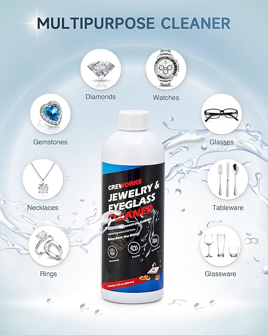 CREWORKS Professional 30L Ultrasonic Cleaner Machine & 17 fl oz Jewelry Cleaner Solution 1:40 Dilution