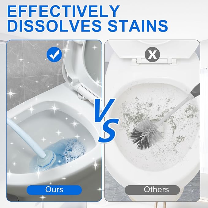 Disposable Toilet Brush and Holder Set, with 30 PCS Toilet Bowl Wand refills for Clorox.
