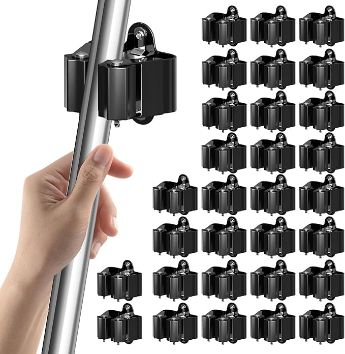 3-H Stainless Steel Broom Holder Wall Mount 30-Pack- Heavy Duty Mop Organizer, Wall Mounted Broom Storage with Secure Mounting for Kitchen Laundry Garage Bathroom (Space Saving)