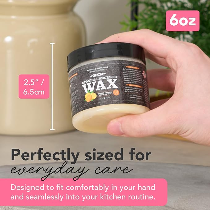 CLARK’S Stone and Concrete Wax - Soapstone Wax with Orange and Lemon Extracts - Helps Preserve and Protect Against Liquids - Revitalizes Stone Surfaces - Made with Carnauba and Beeswax