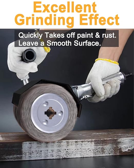 4.7" x 4" Stainless Steel Wire Brush Drum Surface Conditioning Tool, Drawing Wheel Wire Wheel Burnishing Tool for Metal Surface Polishing Grinding Removing Rust-3/4 Quad Keyway(0.3 mm Wire)