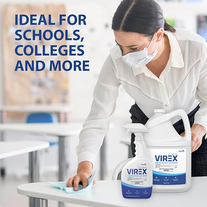 VIREX Diversey CBD540533 All Purpose Disinfectant Cleaner, Multi Surface Cleaning for Home and Commercial Use, Spray Bottle, Ready to Use Formula, Lemon Scent, 32 Ounce (Pack of 8)