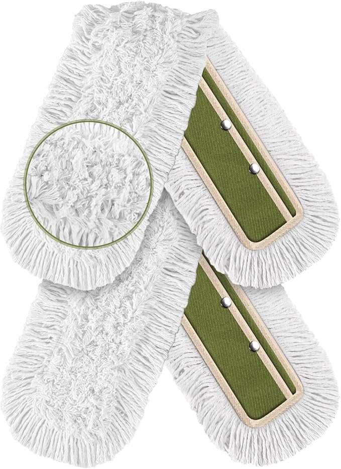 36" Commercial Dust Mop Replacement Heads: Reusable Washable Heavy-Duty Cotton Pads Refills for Janitors Industrial Gym Warehouse Floor Cleaning, Fits 36" Dust Mop