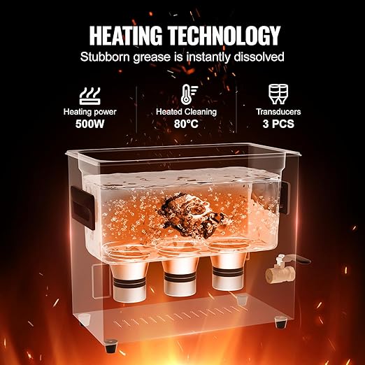 VEVOR 6L Ultra Sonic Cleaner, 180W Digital Ultrasonic Cleaning Machine with Gentle Mode & Upgraded Degassing, 40kHz Industrial Ultrasound Cleaner with Heater & Timer for Retainer, Jewelry, Tools