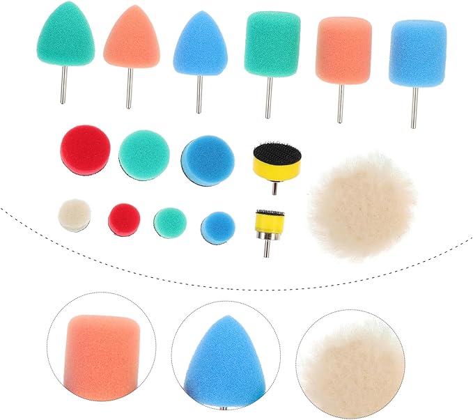32pcs Car Polishing Sponge Pads Kit Auto Buffing Wheel for Detailing and Waxing for Headlights and Narrow Spaces Reusable and Lightweight