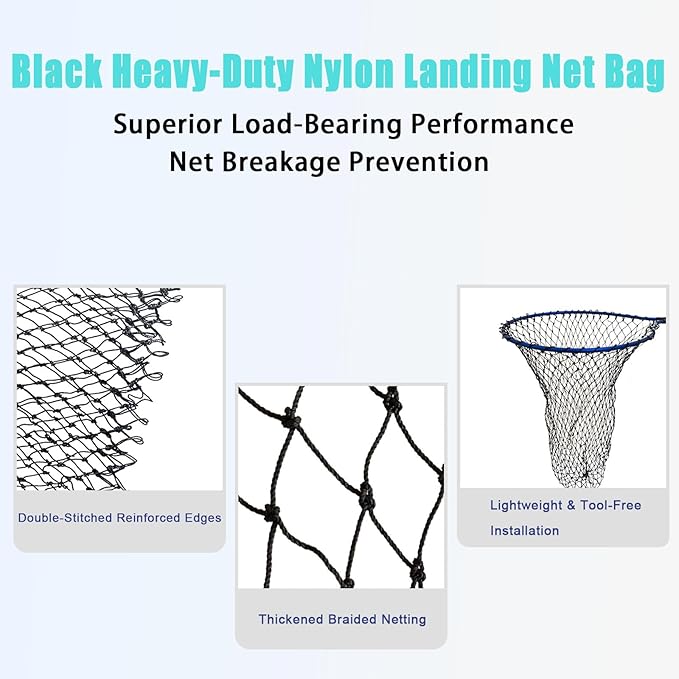 Large Fishing Net with Handle High Strength Landing Net Long Telescoping Rubber Fish Net Extendable Dip Net for Fishing Ideal for River Angling Pier Boat