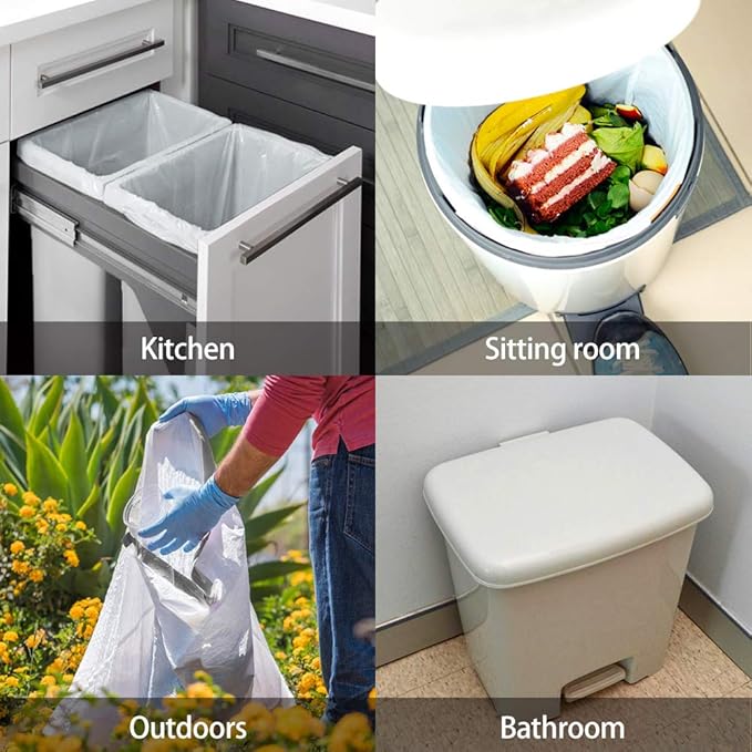 Teivio 8 Gallon 210 Counts Strong Drawstring Trash Bags Garbage Bags, Medium Kitchen Trash Can Bathroom Bin Liners, Plastic Trash Bags for Home Kitchen Office, White
