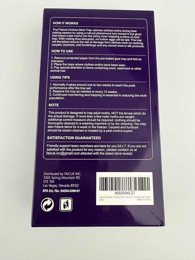 12-Pack Clothes Moth Traps with Pheromone Attractant for Closet and Carpet