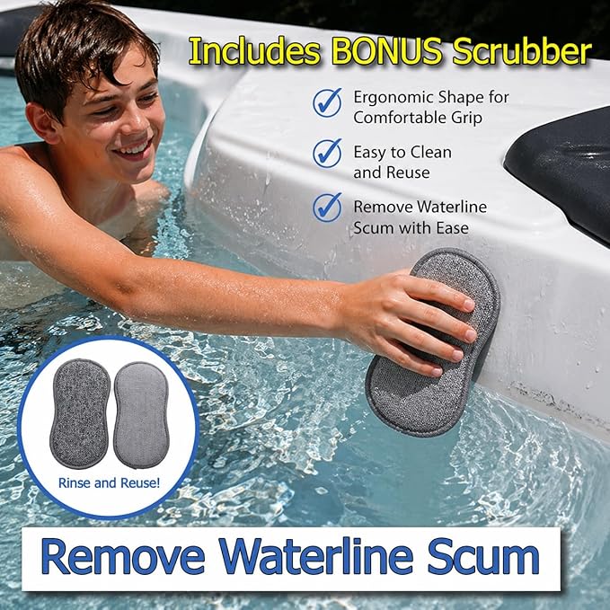 The Skimmie Scoop - Patented Handheld Skimmer with Fine Mesh Net for Spa, Hot Tub, Cold Plunge and Small Pool Cleaning - Lightweight and Durable with Powerful Suction Cup - Clean Out Filter (Yellow)