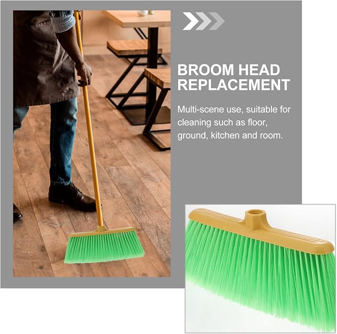 iplusmile Broom Head Replacement 12.59 x 5.90 x 1.57 Inch Plastic – Soft Bristle Heavy-Duty Sweep – for Indoor Kitchen Garage Outdoor Cleaning for Households Pets Commercial Use