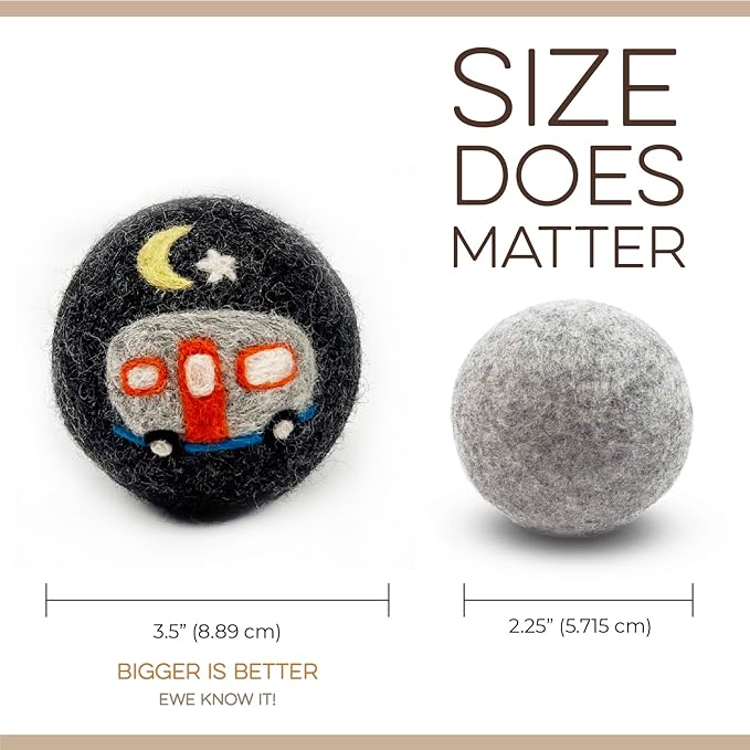 Fluff Ewes Premium Handmade New Zealand Reusable Wool Dryer Balls for Laundry & Baby + Ewe Dew Home Fragrance Aromatherapy Dryer Ball Essential Oil Blend, 2 Pack, are We There Yet + Cottontail 0.5oz