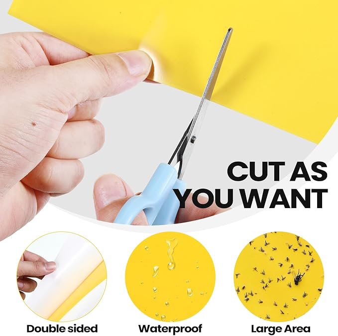 Qualirey 250 Pcs Yellow 6 x 8 Inch Sticky Traps for Gnats Dual Sided Fruit Fly Sticky Traps for Indoor and Outdoor Plant with Twist Ties and Plastic Holders for Fungus Gnats, Bug, Flying Insect