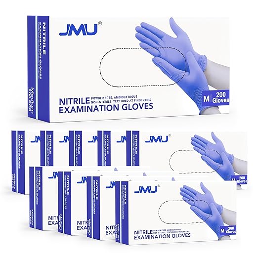 JMU Nitrile Exam Gloves Medium, 2000 Count Bulk Case, 3.5 Mil, Disposable Gloves Latex-Free Powder-Free, Violet Blue