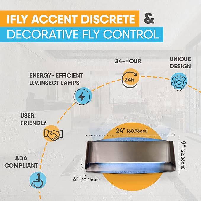 Gardner iFly Accent Decorative Wall Light, UV Fly Traps for Indoors, Bug Light Indoor, Commercial Fly Trap for Restaurants, Fly Traps for Indoors, Gnat Catchers Indoor, Bug Catcher, Non-Zapper - SS