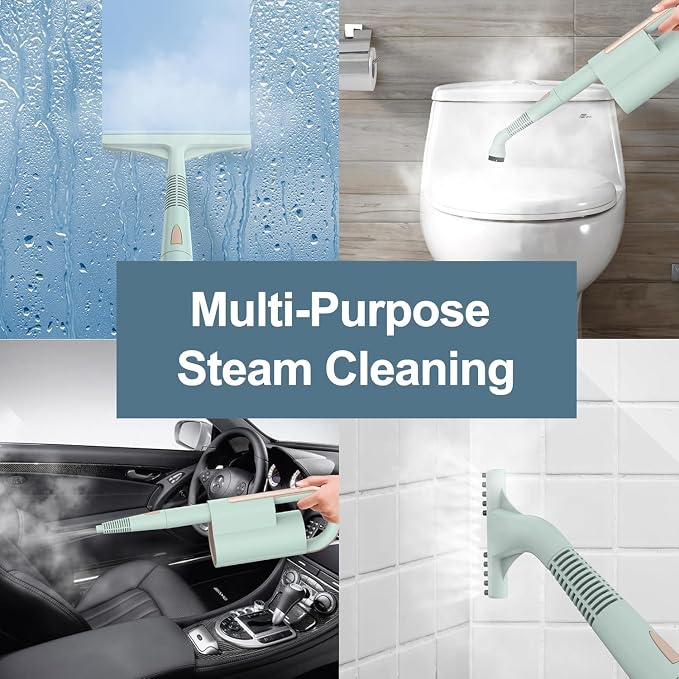 Newbealer Steam Mop & Detachable Handheld Cleaner, 1200W Floor Steamer | 3 Adjustable Levels for Carpet Laminate Hardwood Grout, Carpet Glider, 7 Multi-purpose Accessories & 2 Pads, 250ml Tank