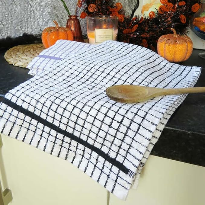 Samuel Lamont Poli Dri Tea Towels - Set of 3 100% Cotton 27.5 x 19 Inch (Black)