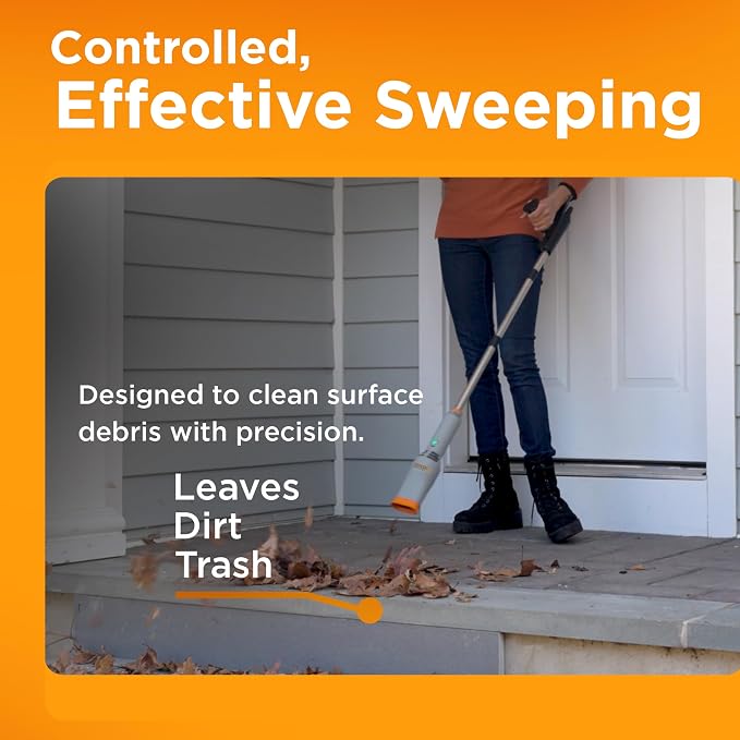 Aerojet Sweeper- Rocket Cordless Air Broom- Rechargeable Lightweight Power Blower for Indoor & Outdoor, Lawn Care, Patio, Driveway, Turf & Garage- Adjustable Pole, Ergonomic Handle, Battery & Charger