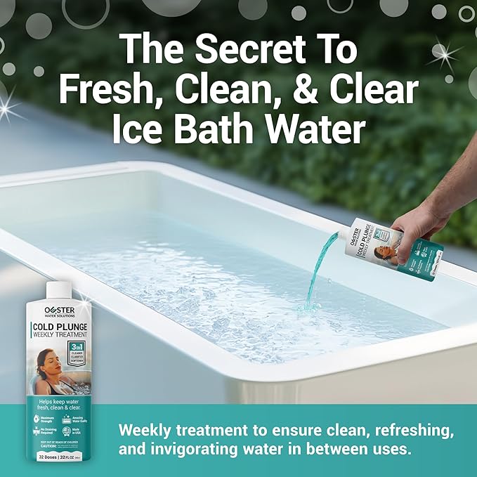 Bio Ouster 3in1 Weekly Cold Plunge Water Treatment - Cleaner, Clarifier, and Softener for Cold Plunge and Ice Bath - Water Stabilizer for Fresh, Crystal Clear Water - Made in USA (32oz)