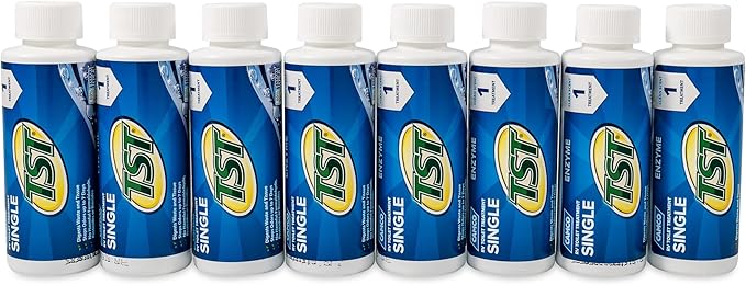 Camco TST Blue Enzyme Toilet Treatment - Formaldehyde Free - Breaks Down Waste And Tissue - Septic Tank Safe -Treats up to 8-40 Gallon Holding Tanks - (8) 4 oz Bottles (41501)