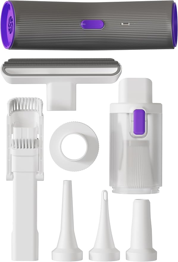 Vogano Car Vacuum Cleaner Cordless, 15KPa High Power, Portable Mini Handheld Vacuum Air Duster with 2 Suction Modes & Multi-Nozzles for Desk Home Office Pet Hair, Silver