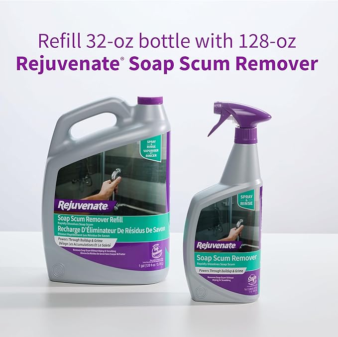 Rejuvenate Soap Scum Remover Refill Easily Dissolves Soap Scum Without Scrubbing, 1 Gallon (Pack of 2)