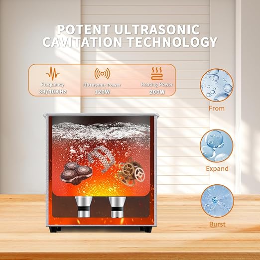 Ultrasonic Cleaner,4L 120W Touch Screen Control Ultrasonic Cleaning Machine with Timer&Heater,Sonic Cleaner for Jewelry,Eyeglasses,Coins,Chains Cleaning (Including Baskets)