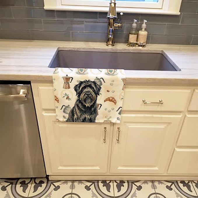 Caroline's Treasures Bouvier des Flandres Coffee Bar Kitchen Towel Velour Plush Front and Cotton Loop Back Machine Washable