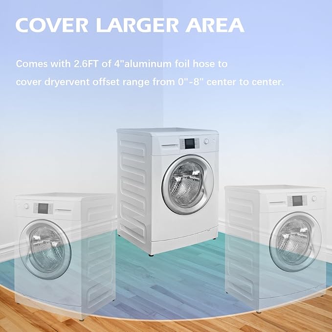 Magnetic Dryer Vent Connector Kit DV180 Airtight Seal Dryer Vent Coupling Easy to Clean Quick Connect and Disconnection Including a 2.6ft 4" Duct Hose and two Clamps