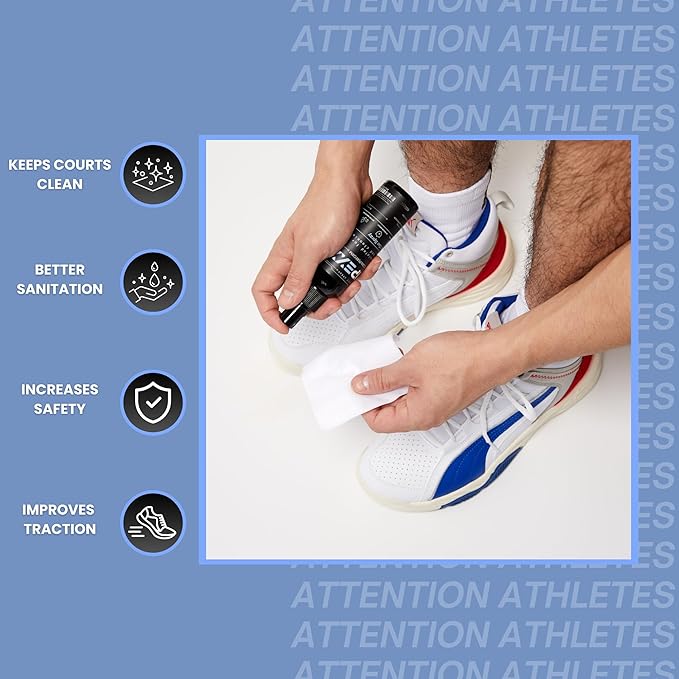 GRIPEXX 2 in 1 Sports Shoe Grip Spray with Sport Towel, Provides Traction & Rejuvenates Soles. Multipurpose Grip Spray for Cleaning & Improving Basketball Shoe Grip. Anti Slip & Performance Enhancer